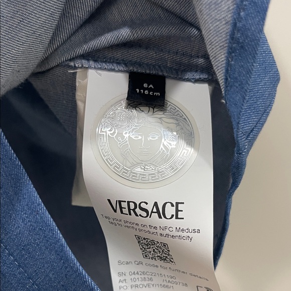 Versace Boys  Blue Button Down Shirt - Picture 4 of 4